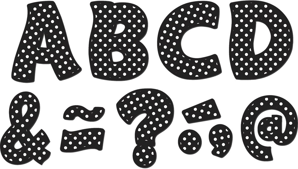 Black Polka Dots Funtastic Font Magnetic Letters 3" (67 pcs)