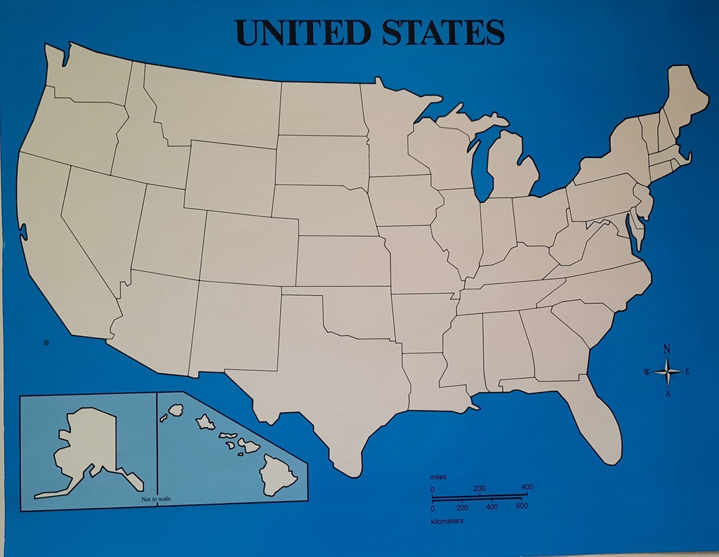 United States Map Write-on/Wipe-off Chart (56cmx 71cm)