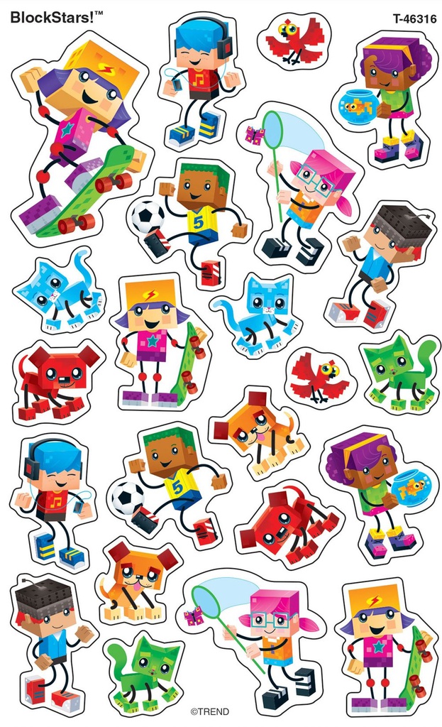 BlockStars!Super Shapes Stickers (8 Sheets)(Lg: 1.7''-4.5cm)(160stickers)