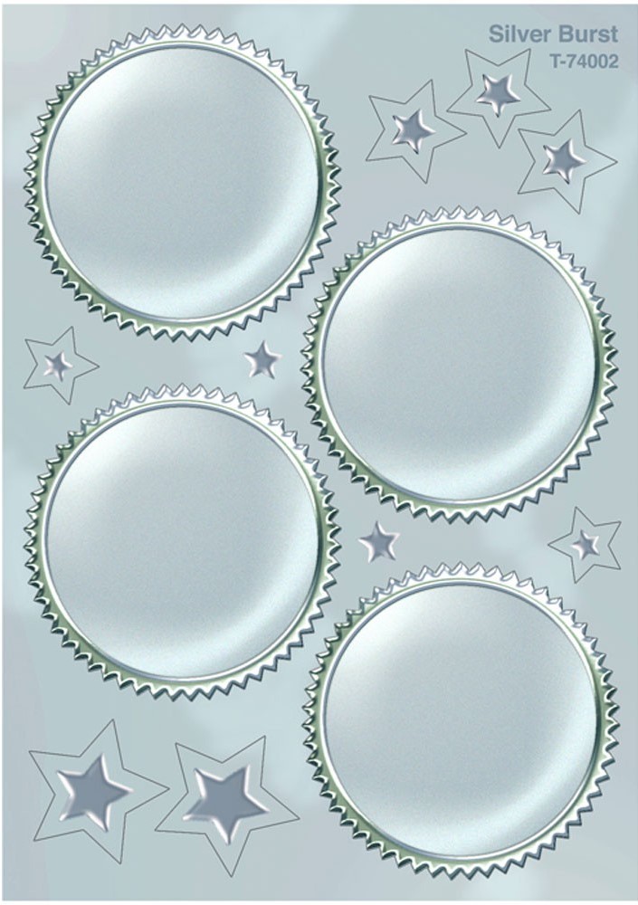Silver Burst Award Seals Stickers (5cm)    (8 sheets) 32 seals