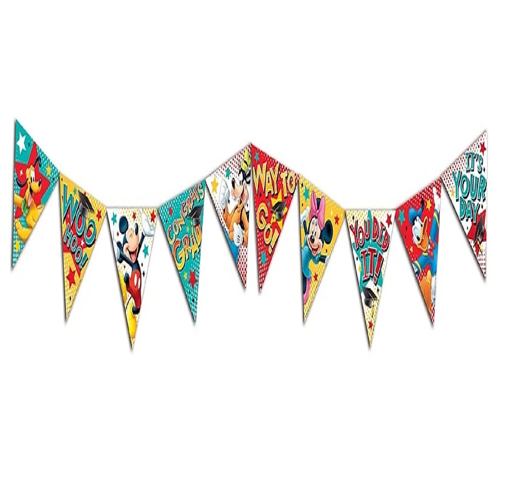 Mickey Graduation Pennant Banner (10pcs)(7.5''x8.5'')(19cmx21.5cm) double-sided flags (10'-3m)