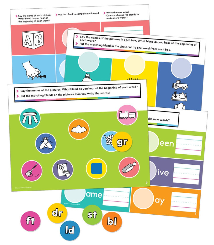 Edu-Clings Silicone Center: Beginning and Ending Blends Manipulative (Gr:1-2) (25pcs)