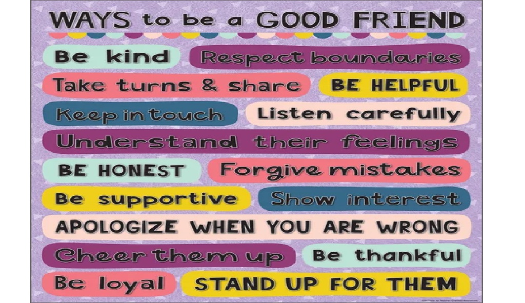 Oh Happy Day Ways to be a Good Friend Chart 17" x 22" (43cm x 56 cm)