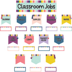 Oh Happy Day Classroom Jobs Mini Bulletin Board 21" x 6''(53.3cmx15.2cm) (49pcs)
