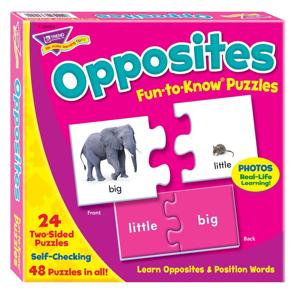 Opposites Fun to know Puzzles 24 two-sided Puzzles (GR.PREK +AGE 3+)  (48pcs)