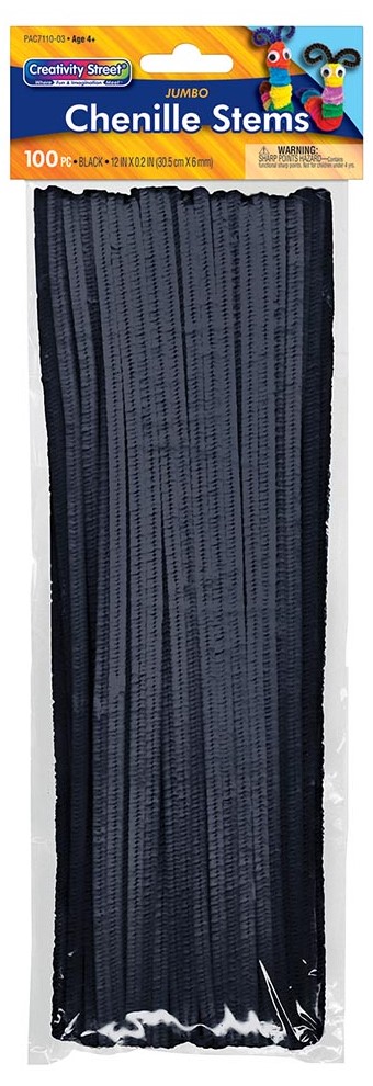 JUMBO STEMS 6mm BLACK, (12''-30.4cm) (100CT)