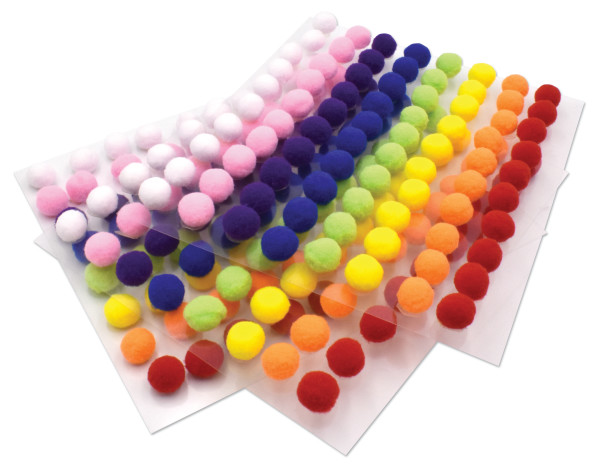 SELFADHESIVE POMS ASST 8 COLORS 240CT