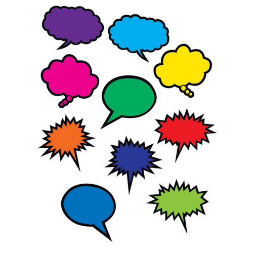 Colorful Speech/Thought Bubbles Accents 10 Designs (30 pcs) (6.5" x 5" (16.5cm x 12.7cm)