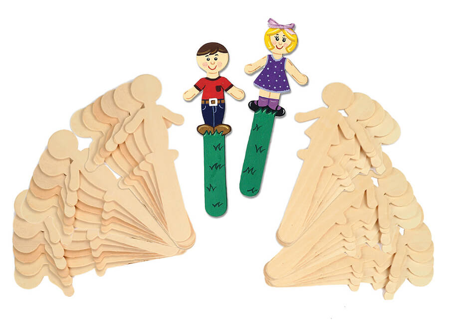 CRAFT STICK PEOPLE MAN &amp; WOMAN NATURAL (36CT)