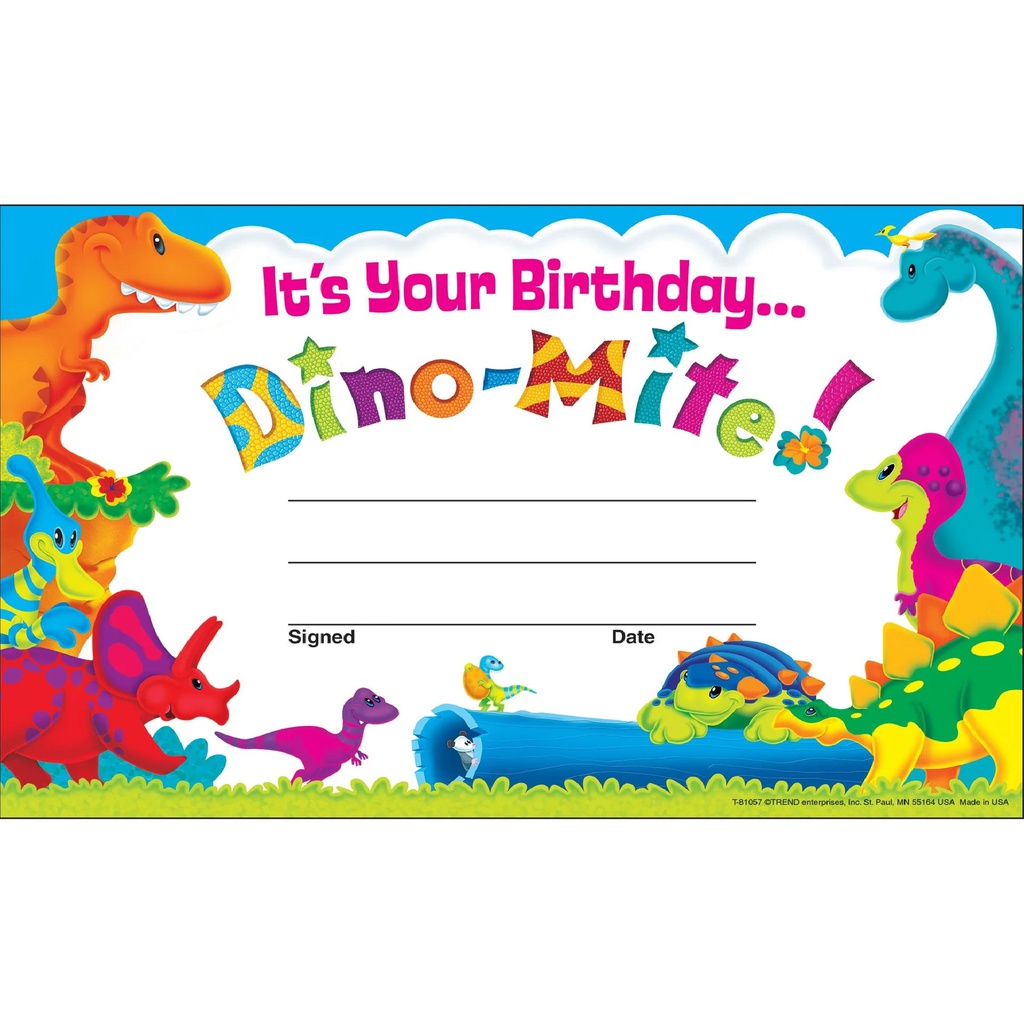 Birthday Dino-Mite Pals Recognition Awards (30pcs)(5.5"x8.5")(14cmx21.5cm)