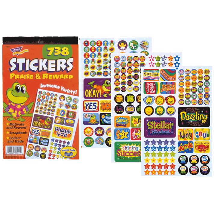 Praise &amp; Reward Sticker Pad (738 Stickers) (Lg: 2.5''-6.5cm