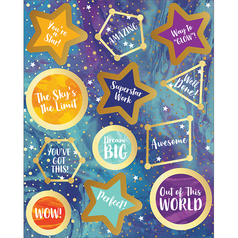 *Galaxy Motivators Shape Stickers  (72 Stickers) (lg: 1.3''-3.5cm)