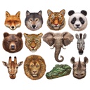 WILD ANIMALS MINI SHAPED PUZZLE SET/12 PUZZLES (AGE 9+) (500 pc)