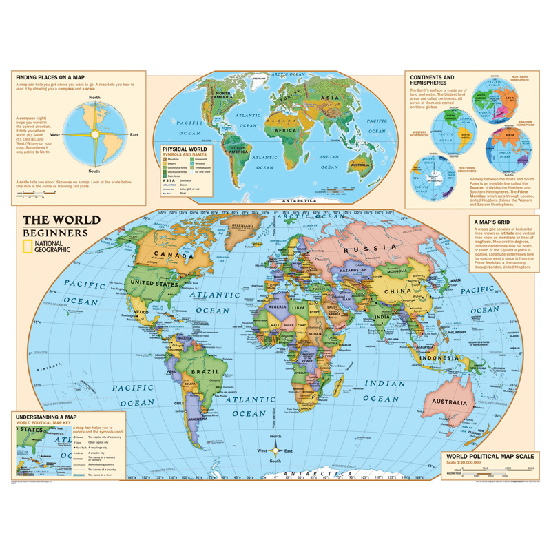 NAT GEO KIDS BEGINNERS WORLD MAP Gr K-3 (51"x40")  (129.5cm x 101.5cm)