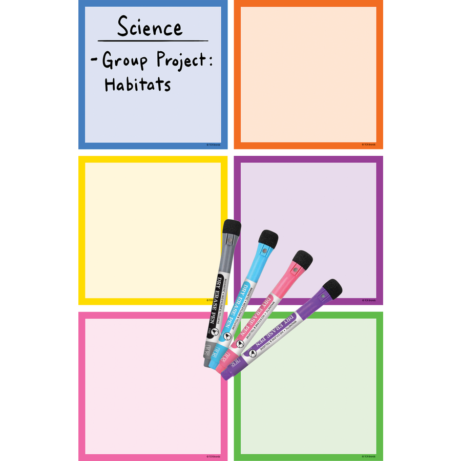 *COLORFUL MAGNETIC DRY-ERASE SQUARE NOTES 5.5" x 5.5" (13.8cm x 13.8cm)