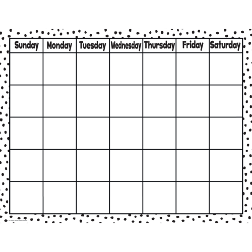 BLACK PAINTED DOTS ON WHITE CALENDAR Chart (17''x22'')(43cmx56cm)