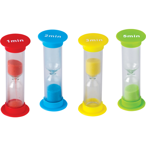 Sand Timers-Mini Combo (4-Pack) 1,2,3 &amp; 5 minute  (1”x3.5”)(2.5cmx8.8cm)