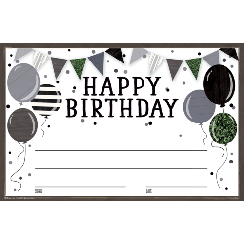 Modern Farmhouse Happy Birthday Award  (8.5" x 5.5") (21.5cm x 14cm) (30 sheet)