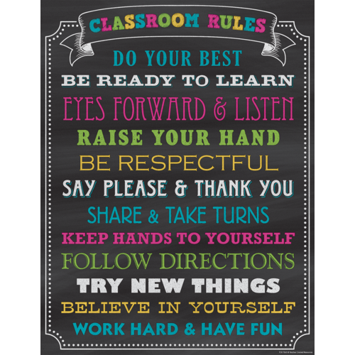 Chalkboard Brights Classroom Rules Chart (17''x22'')(43cmx56cm)