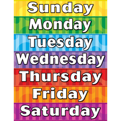 Days of the Week  Chart (17''x22'')(43cmx56cm)