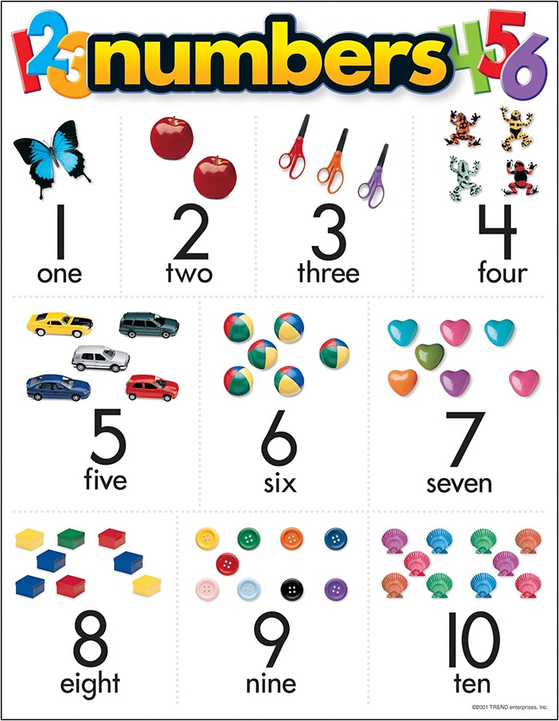 NUMBERS Chart 17" x 22" (43cm x 56cm)