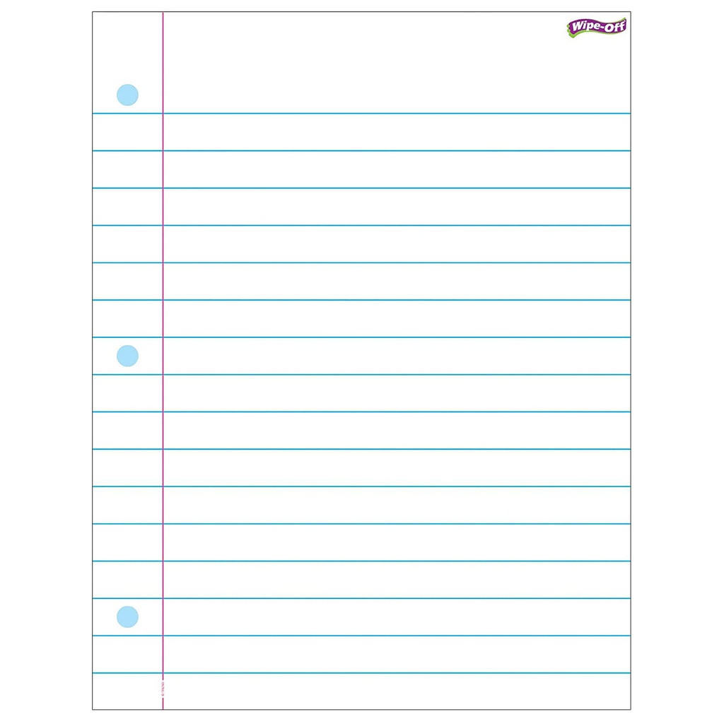 Notebook Paper WIPE-OFF CHART  17" x 22" (43cm x 56cm)