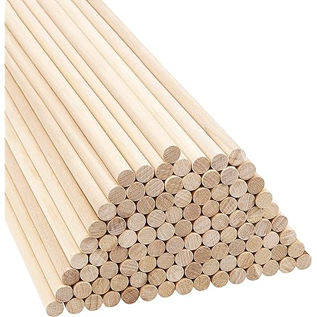 NATURAL WOOD DOWELS (36''-91.4cm) ASSORTMENT (111 PIECES)