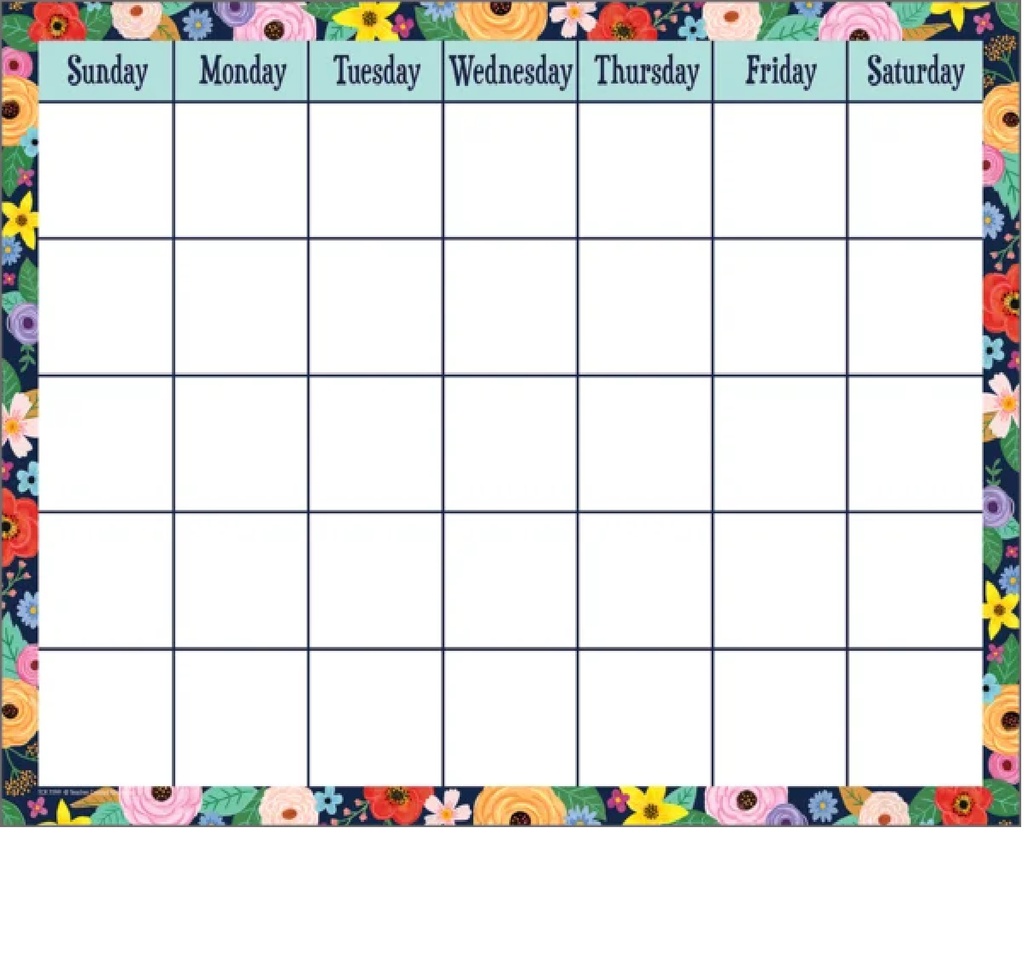 Wildflowers Calendar Chart 17''x22''(43cmx55cm)