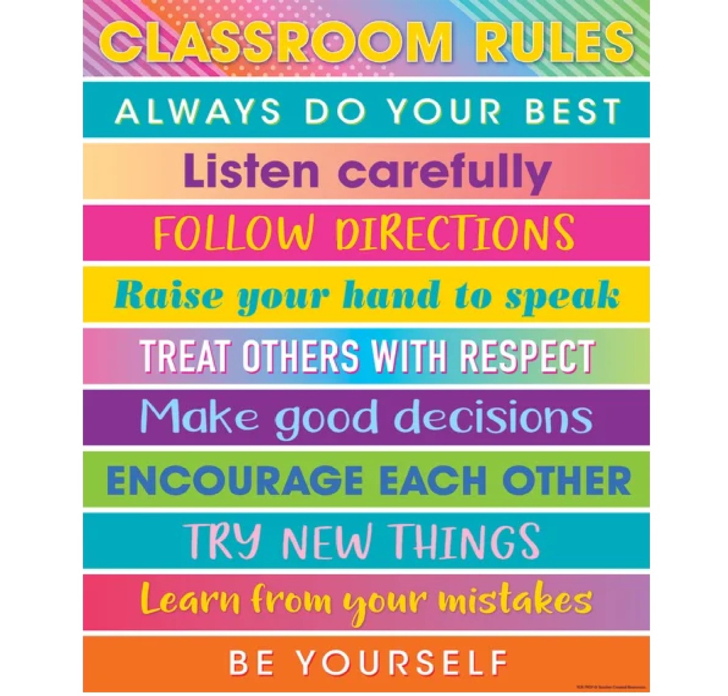 Colorful Vibes Classroom Rules Chart 17''x22''(43cmx55cm)