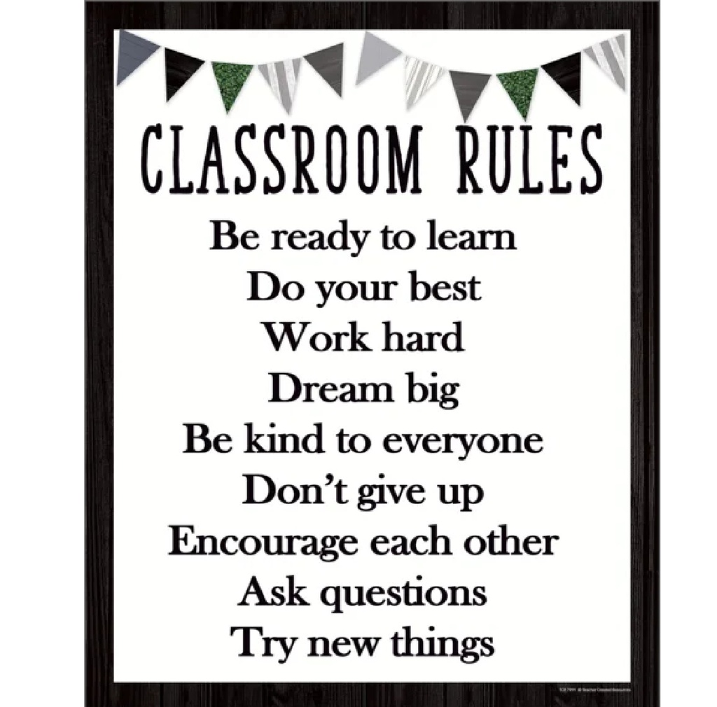 Modern Farmhouse Classroom Rules Chart 17''x22''(43cmx55cm)