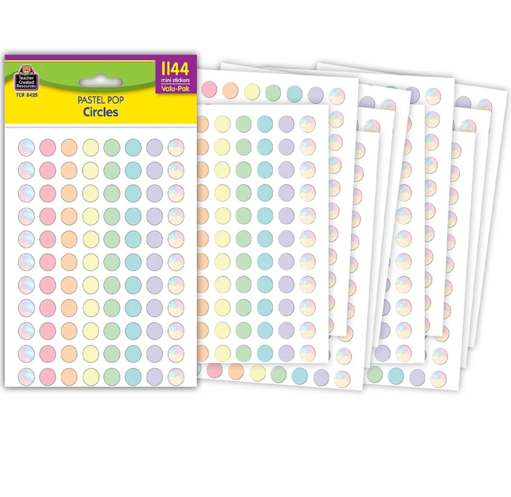 Pastel Pop Circles Mini Stickers Value-Pack(1144stickers) (0.4''-1cm)