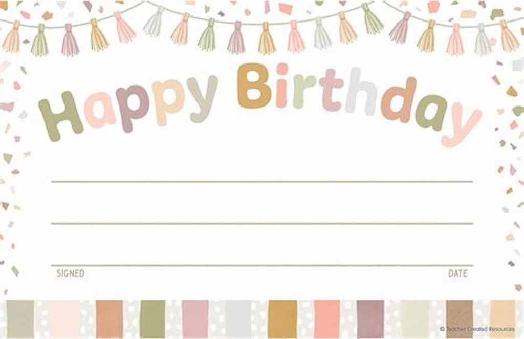 Terrazzo Tones Happy Birthday Awards (30pcs) (8.5"x5.5")(21.5cmx14cm)