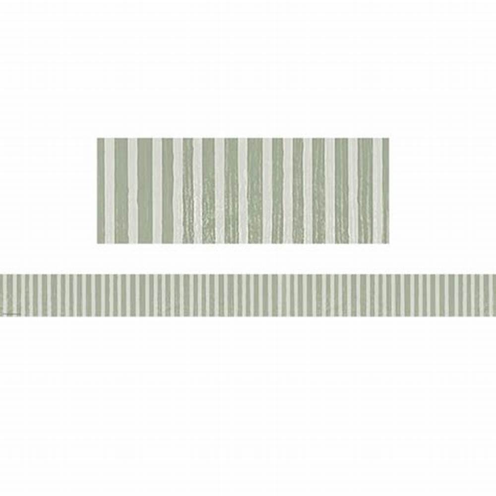 Classroom Cottage Sage Green Stripes Straight Border (12pcs)(3''x35'')(7.6cmx88.9cm)