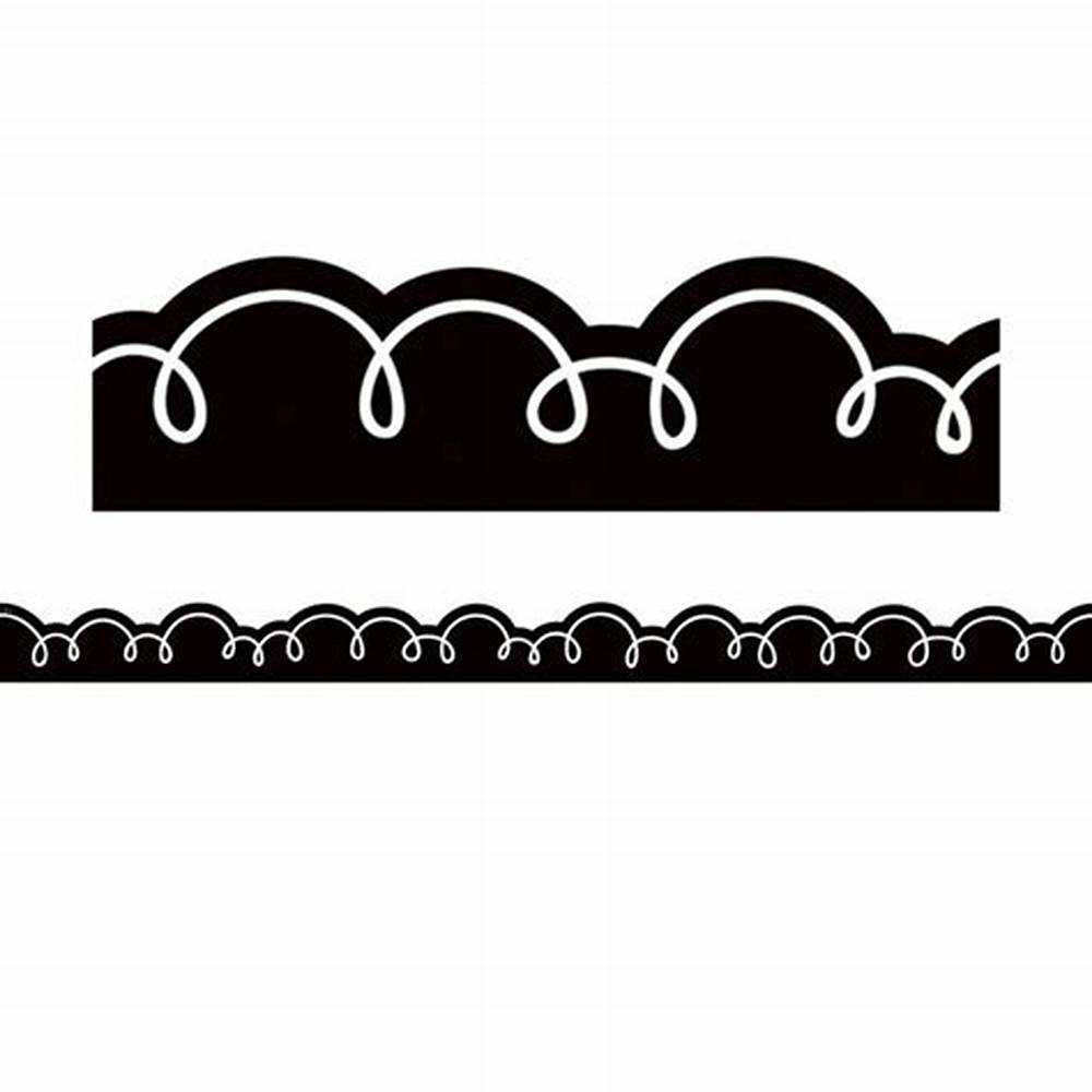 Black with White Squiggles Die-Cut Border(12pcs)(3''x35'')(7.6cmx89cm)