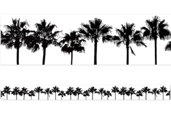 Coco Palms Black &amp; White Straight Border Trim (12pcs)(3''x35'')(7.6cmx89cm)