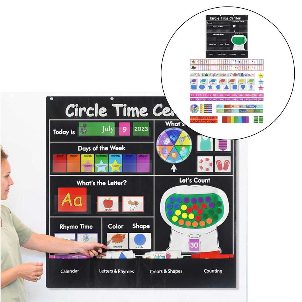 Circle Time Center BLACK POCKET CHART 39" x 41" (99cm x 104cm)
