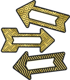 [CDX120240] Sparkle + Shine: Black &amp; Gold Arrows Accents: Assorted Hexagons, Stripes, Zigzags(6.2''-16cm)(36pcs)