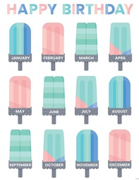 [CTPX8633] Calm &amp; Cool Happy Birthday Chart (22''x17'')(55cmx43cm)