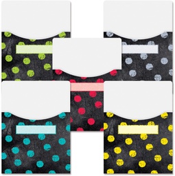 [CTPX6927] DOTS ON CHALKBOARD LIBRARY POCKETS- Ex Lg (23cmx30cm-9''x12'')  (10 pockets)