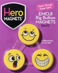 [DO735020] HERO MAGNETS EMOJI (3/PK) BIG BUTTON MAGNETS(1.3″Dx0.50″T)(3.3cmx1.2cm)