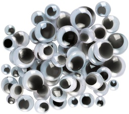 [PAC344602] WIGGLY EYES ASST SIZES BLACK 100CT(7mm,10mm,12mm,15mm)