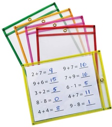 [PAC9891S] DRY ERASE POCKETS NEON ASST 9"x12"(22.8cmx30.4cm) SINGLE (Pink, Orange, Red, Yellow or Green)
