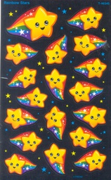 [TX46345] Rainbow Stars Super Shapes Stickers (8 Sheets) 1 large (1.9''x1.1'')(5cmx3cm) rest (1.3''x0.7'')(3.5cmx2cm)