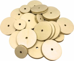 [TCR20940] STEM Basics: Wooden Wheels  (60pcs)assorted size(1.25''x0.18''- 0.75''x0.18'')(3cmx0.4cm- 2cmx0.4cm))