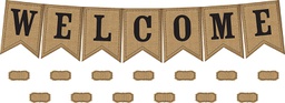 [TCRX5828] Burlap Pennants Welcome! Bulletin Board  (45pcs)