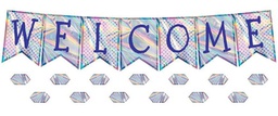 [TCRX8680] Iridescent Pennants Welcome! Bulletin Board (52pcs) (6'=1.82m)
