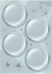 [TX74002] Silver Burst Award Seals Stickers (5cm)    (8 sheets) 32 seals
