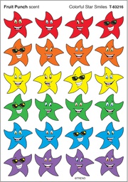[T83216] Colorful Star Smiles, Fruit Punch scent Scratch 'n Sniff Stinky Stickers (96 Stickers)(0.8''-2cm)