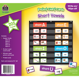 [TCR20850] Short Vowels Pocket Chart Cards Write-on/Wipe-off (205 cards)
