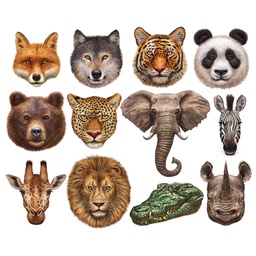 [CZA0079ZZO] WILD ANIMALS MINI SHAPED PUZZLE SET/12 PUZZLES (AGE 9+) (500 pc)